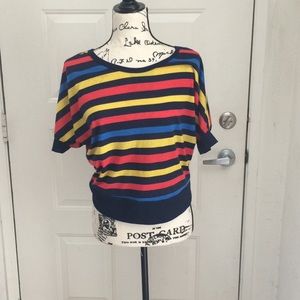 Short sleeve striped multi color top